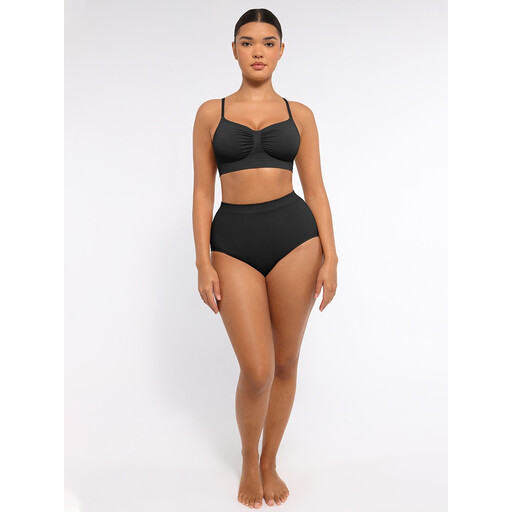 Feelingirl Everyday Seamless Wireless Ruched bust Bra in Schwarz