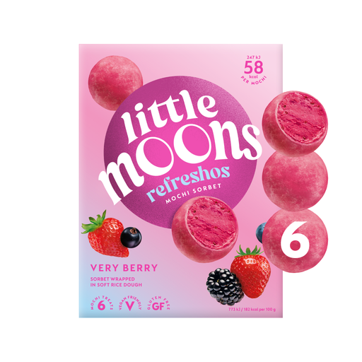 Little Moons Very Berry Refreshos mochi sorbet, 6 x 32 g
