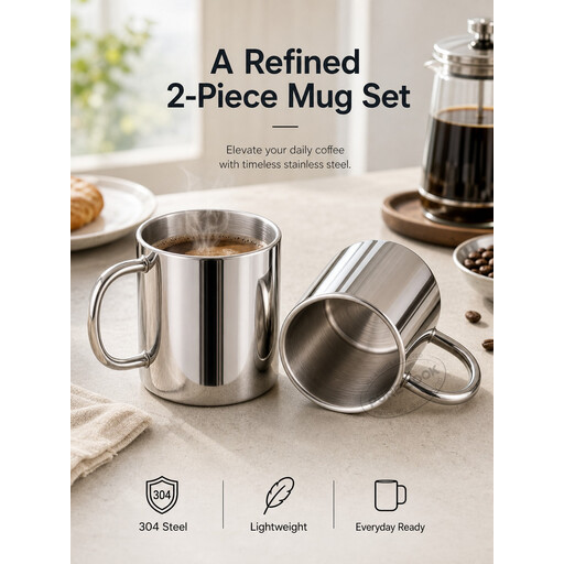 PURECOOK Stainless Steel Mug Set