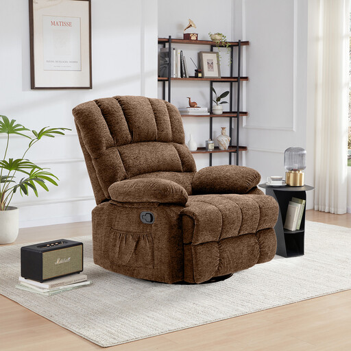 HONEYOU Swivel Recliner Chair, OKIN Frame Recliner, Brown