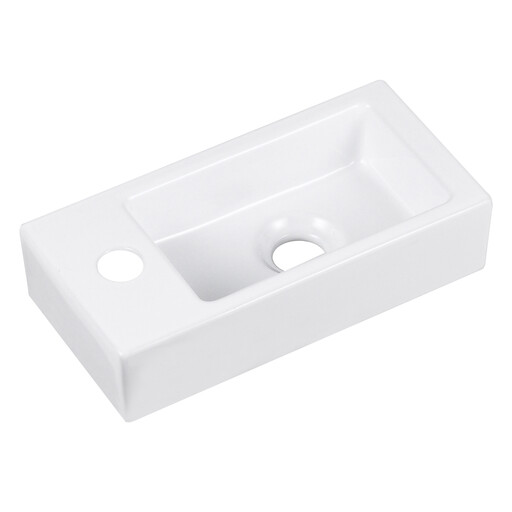 DeerValley Wall-Mounted Ceramic Bathroom Sink, White Rectangular