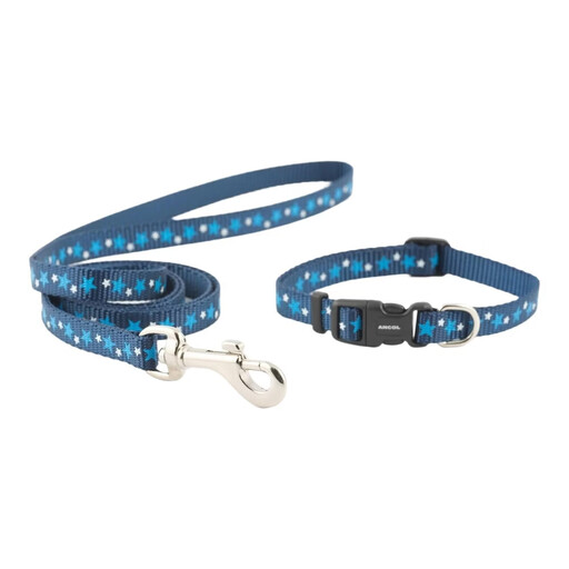 Ancol Puppy Collar and Lead Set Stars Blue