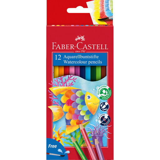 Faber-Castell Box of 24 Watercolour Pencils + Brush