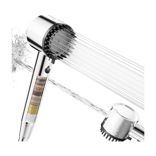 Cobbe Shower Head with Filter， High-Pressure Handheld Showerhead with 20-Layer Filtration， 5 Spray Modes Showerhead with 1.5M Hose， Water-Saving Shower Head for Hard Water， Residual Chlorine， Bacteria (Chrome)