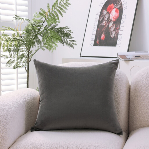 MEROPE 100% Cotton Velvet Cushion Cover in Grey