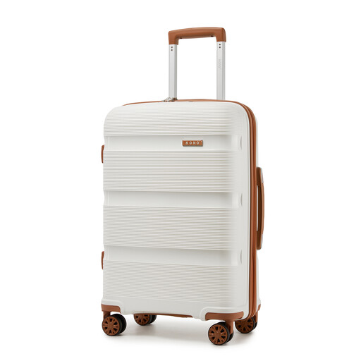 Kono Hard Shell Suitcase PP with TSA lock and spinner wheels, cream, 24 inch