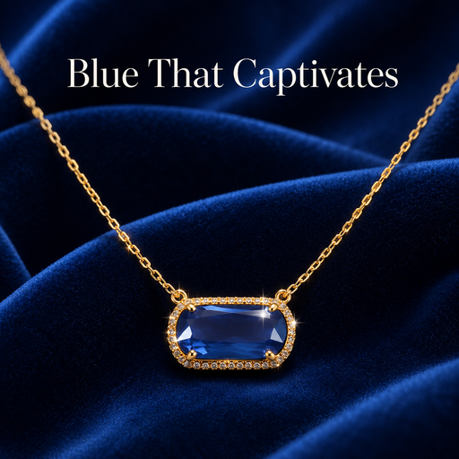 VoxorAI Hypoallergenic Natural Stone Zircon Necklace, Blue