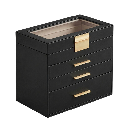 Ochama x SONGMICS Jewelry Box with Glass Lid, 4-Tier