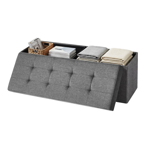 JOYFURNOS Storage Ottoman Bench, Dark Grey
