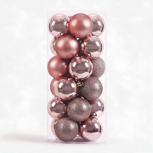 60mm 24ct Pink Christmas Balls Ornaments