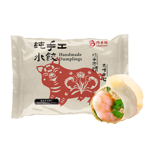 手工猪肉韭菜鲜虾水饺 360g