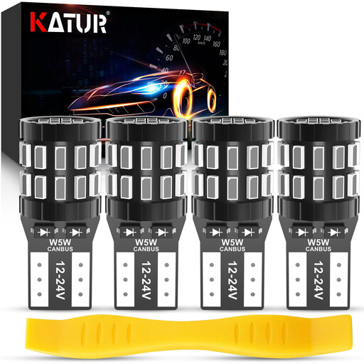 KATUR 194 T10 W5W 501 168 LED Bulb Super Bright Brilliant Red 12-24V Canbus Error Free, 4pcs