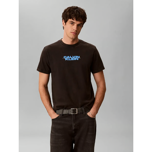Calvin Klein Jeans Men Ss 20s Washed Spine Graphic Tee - Black