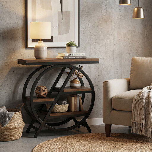 4-Tier End Table, Small Side Table Snack Table with Storage Shelves