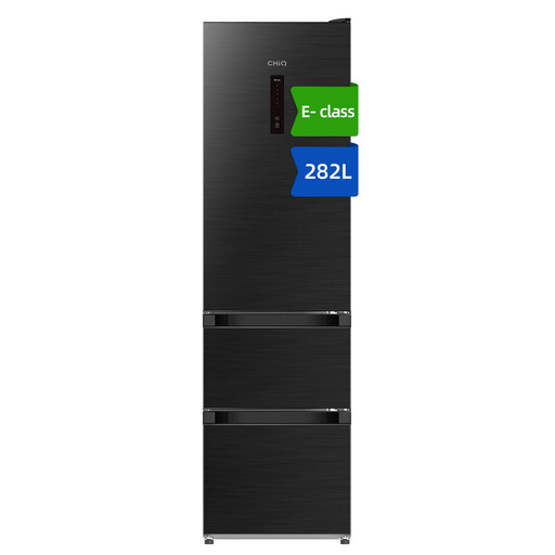 CHiQ JKR282WGE 54cm Wide Black Steel 3-Door Fridge Freezer