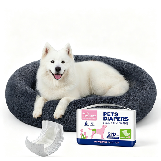 JOYFURNOS Soft Plush Calming Dog Crate Bed, 120 cm