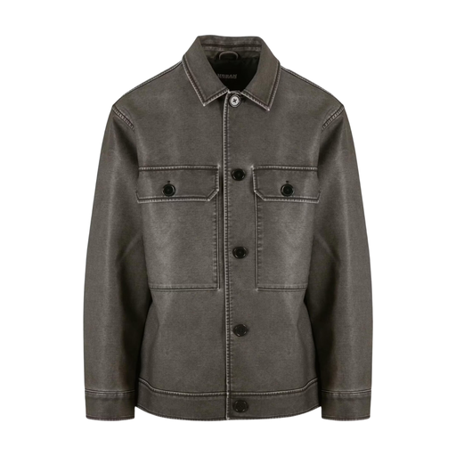 URBAN CLASSICS Synthetic Vintage Leather Shirt Jacket Black