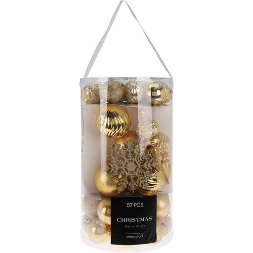 Christmas Bauble Set, 57-Piece, Gold