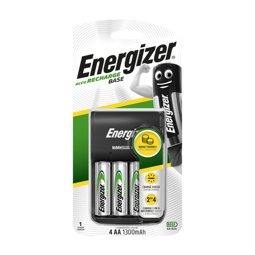 Energizer USB Battery Charger + 4x AA 1300mAh Rechargeable Batteries
