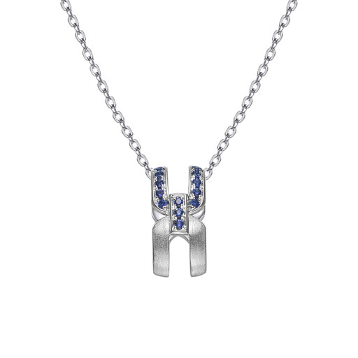 Collier Entrelacs en Argent Givré ALAIN MICHAL (Saphir)