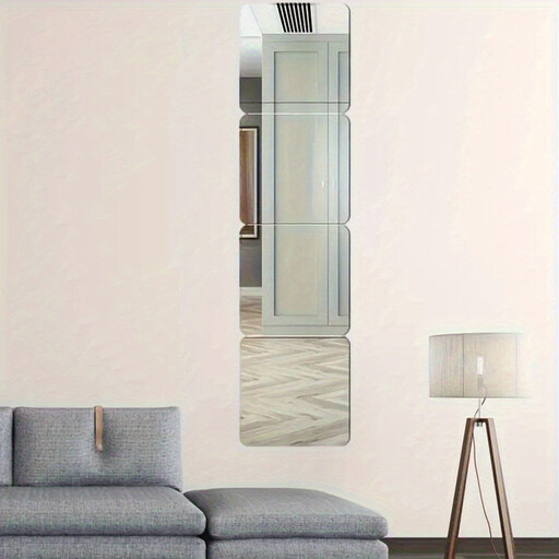4-piece?square?PVC?mirror?stickers,?can?be?spliced???together,?no?drilling?required,?self-adhesive?mirror.30*30cm
