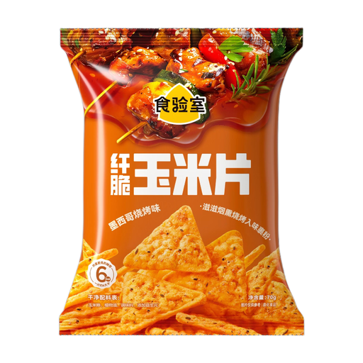 Shiyanshi Crispy Corn Chips Mexican BBQ Flavour，70 g