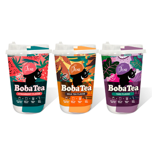 JENI Bubble Tea Cup Mix Flavor 3cups x 85g (Taro, Milk Tea, Strawberry)