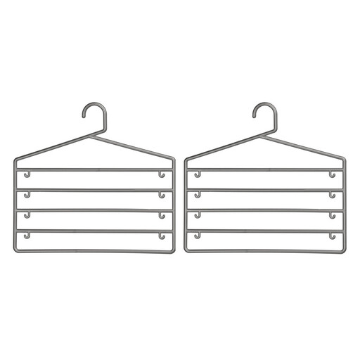 Essentials by Premier Set of 2 Grey Plastic Multi-Tier Trouser Hangers