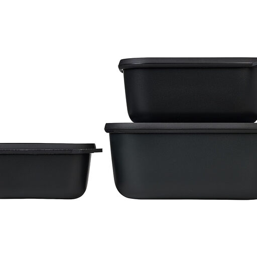 Mepal Cirqula Rectangular Multi Bowl Set - 750 ml, 1500 ml, 3000 ml, Nordic Black