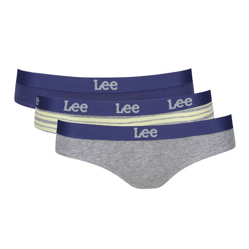 LEE BRIEFS LILIOP-DRAMA BLUE/LEMON STRIPE/GREY MARL-XS
