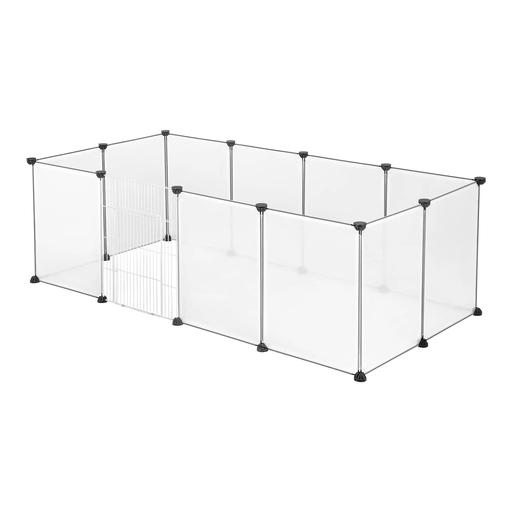 EUGAD Enclosure for Rabbits, Puppies, Hamsters, Rodents, Cats, Kittens, Small Animals Indoor with Door, Adjustable DIY Transparent 12 Panels
