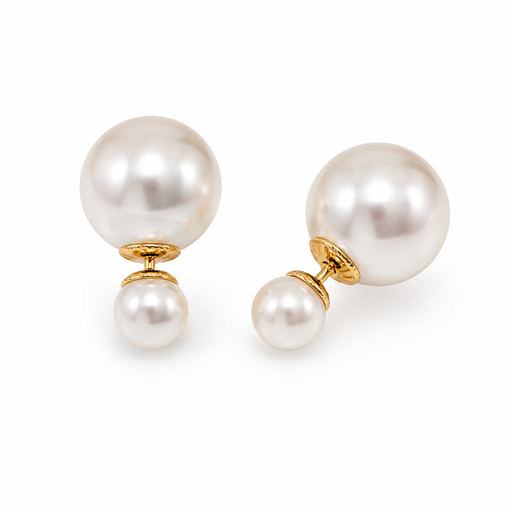 VoxorAI boucles d'oreilles classiques à double perle blanche