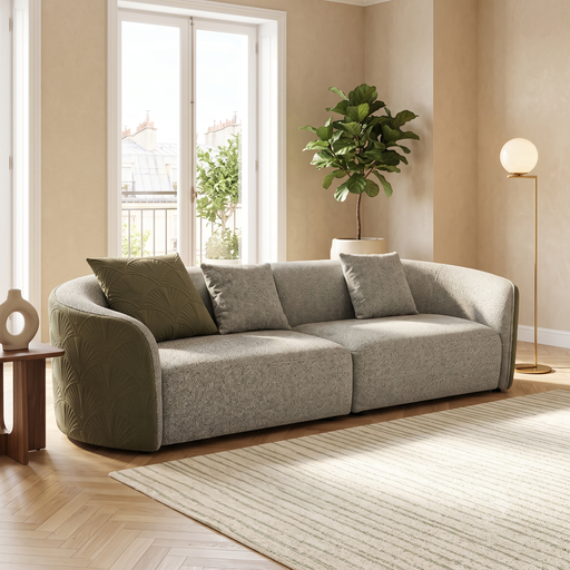 URBAN MEUBLE Serene 系列弧形模块化沙发 - 鼠尾草绿色纹理面料，W260*103*67cm（单件）