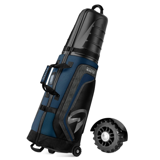 OutdoorMaster Padded Golf Club Travel Bag Half Case with Wheels - Back&Blue