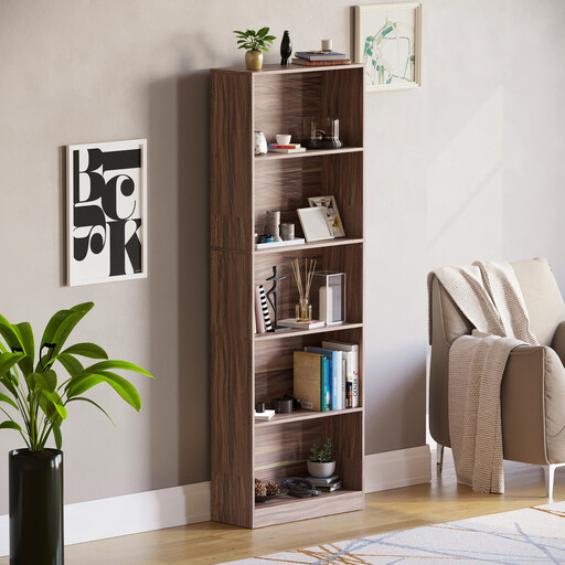 Vida Designs Cambridge 5 Shelf Bookcase in Walnut