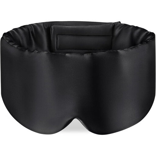 100% Natural Mulberry Silk Sleep Eye Mask, Large-Size Black Eye Cover