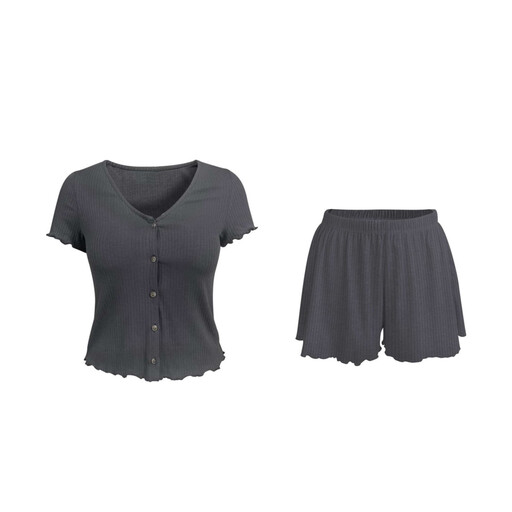 IZURIA v-neck grey short sleeved top and shorts set