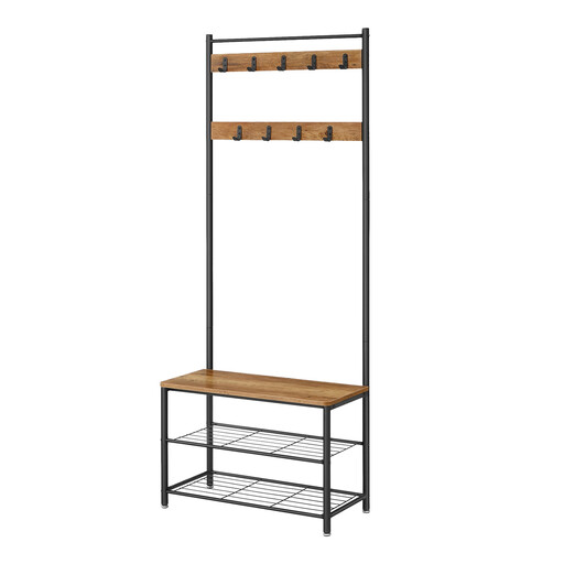 Ochama Coat Rack with Shoe Storage Bench, Industrial