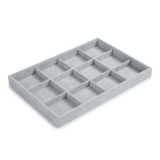 Oirlv 12 Grid Ice Velvet Jewelry Drawer Organizer Tray