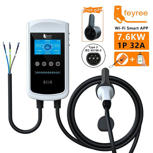 feyree EV Charger met 4.3-inch Scherm