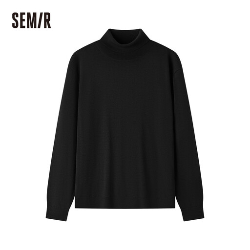 SEMIR Men's High Neck Knitted Jumper Warm Fitted Versatile Basic Classic Black M