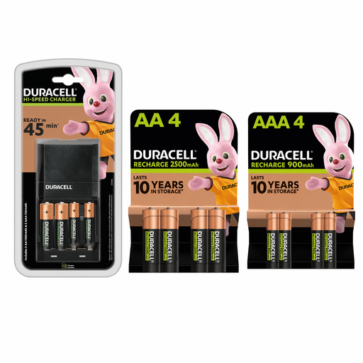 Duracell Fast Recharge Kit – 45 Minute Charger + AA & AAA Batteries