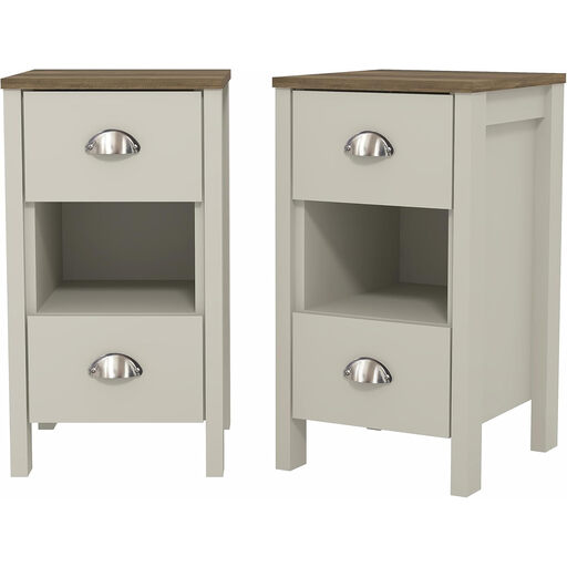 Galano Gemma 2pcs Bedside Table – Stylish 2 Drawer Side Tables with Storage