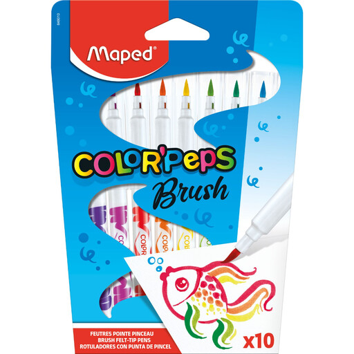 Maped Color'Peps Brush Felt-Tip Pens 10 Pack Washable