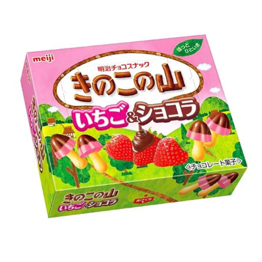MEIJI Mushroom Shaped Chocolate Strawberry Biscuit 64g