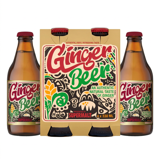 Supermalt Ginger Beer, four 330ml bottles