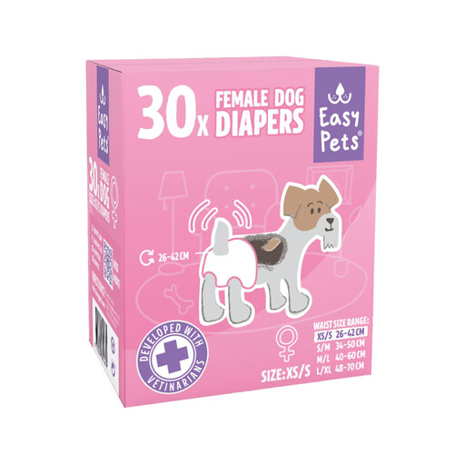 EasyPets Female Dog Diapers XS/S 30 Count