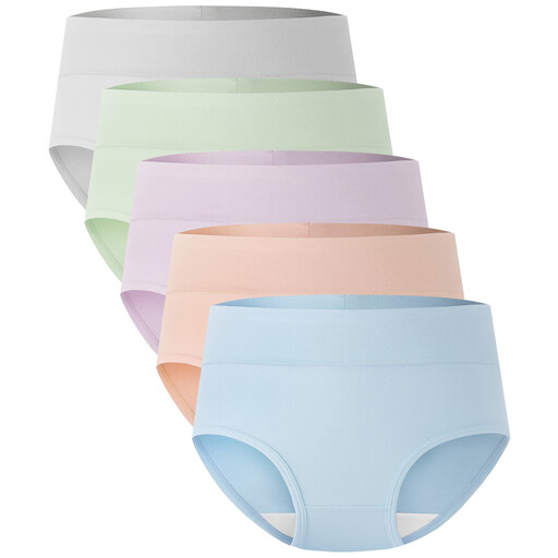 BAMBOO COOL Women's Underwear High Waisted Briefs Full Coverage Soft and Breathable Panties L (5Pack)