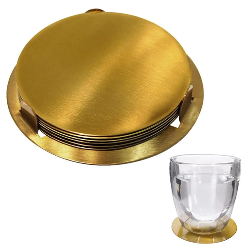 Golden Stainless Steel Coasters, 7pcs/set