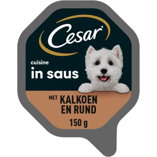 CESAR pâtée premium pour chiens à la dinde et au bœuf, riche en protéines, 150 g